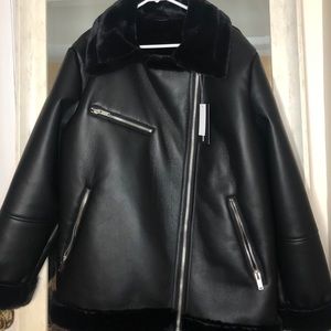 Faux leather biker jacket (black)